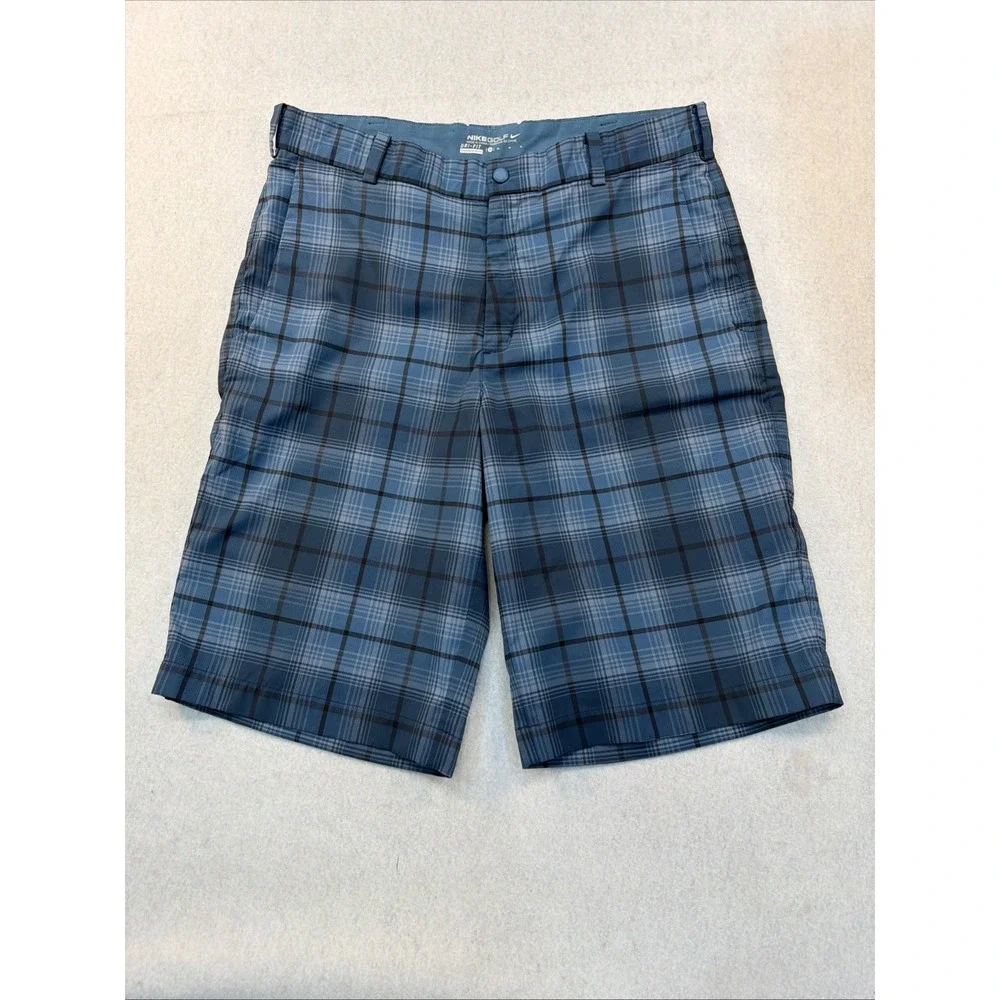 Nike Golf Tour Performance Blue Plaid‎ Dri-Fit Retro Sportswear Shorts size 32